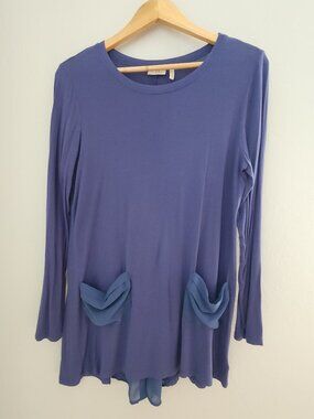 LOGO by Lori Goldstein Blue Long-Sleeved Flowing Tunic Shirt Womens Size Medium